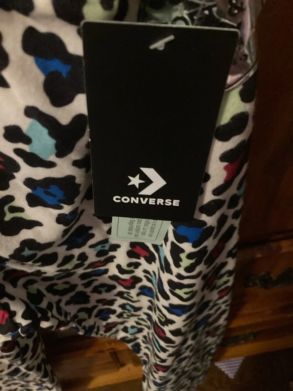 Converse White Leopard Print Lounge Pants with Black Logo Waistband